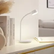 Hvit Lindby LED-bordlampe Maori med fleksibel arm og justerbart lampehode