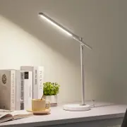 Hvit Lindby Valtorin LED-skrivebordslampe med rund sokkel