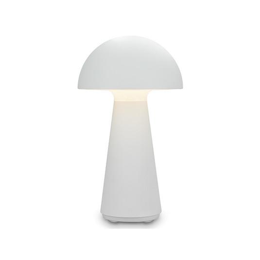 Hvit Fungo LED-bordlampe med avrundet soppskjerm